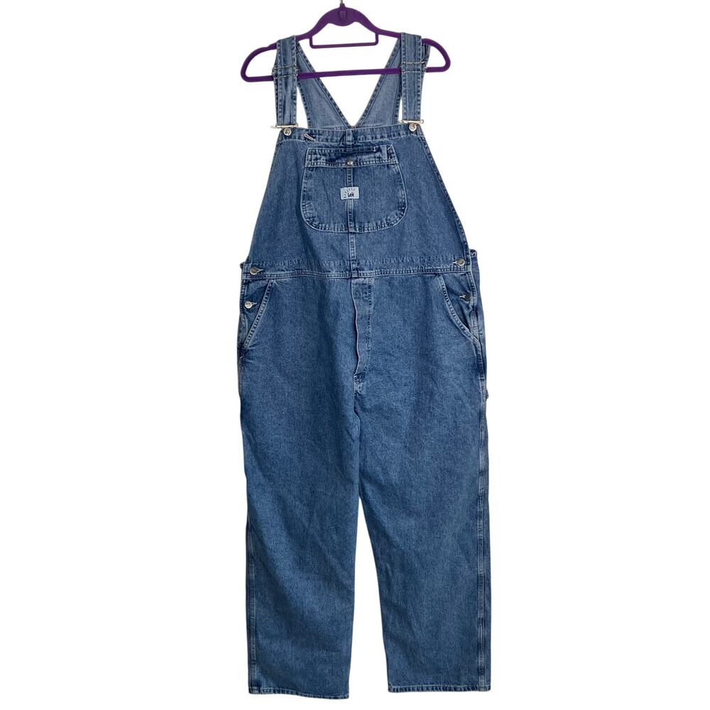 LEE Mens 2XL Vintage 90s Riveted Denim Baggy Carpenter Overalls Bibs Med Wash US